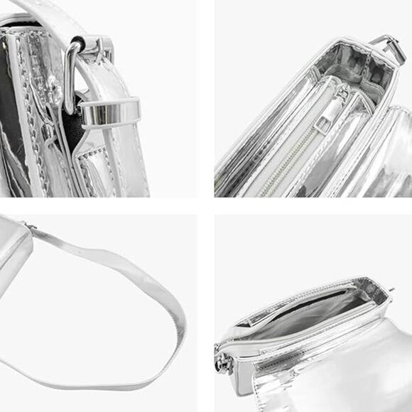 JBB Evening Bag Women Clutch Y2k Handbag Metallic Shoulder Bag Pink - Picture 5 of 6